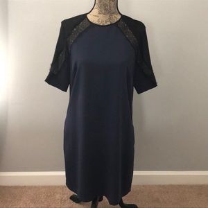 Reiss Shift Dress w/ Lace Shoulder Details